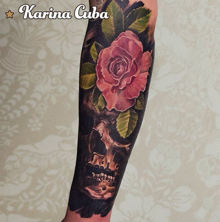 tattoos/ - Skull & Pink Rose - 111947